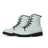 Women's Black Outsole Leather Boots - Blue Gingham Daisies