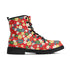 Women's Black Outsole Leather Boots - Japanese Flowers