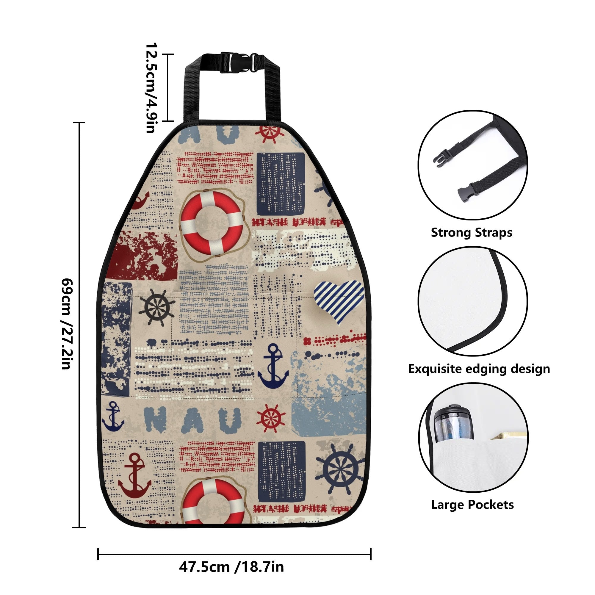 Car Back Seat Organizer - Nautical