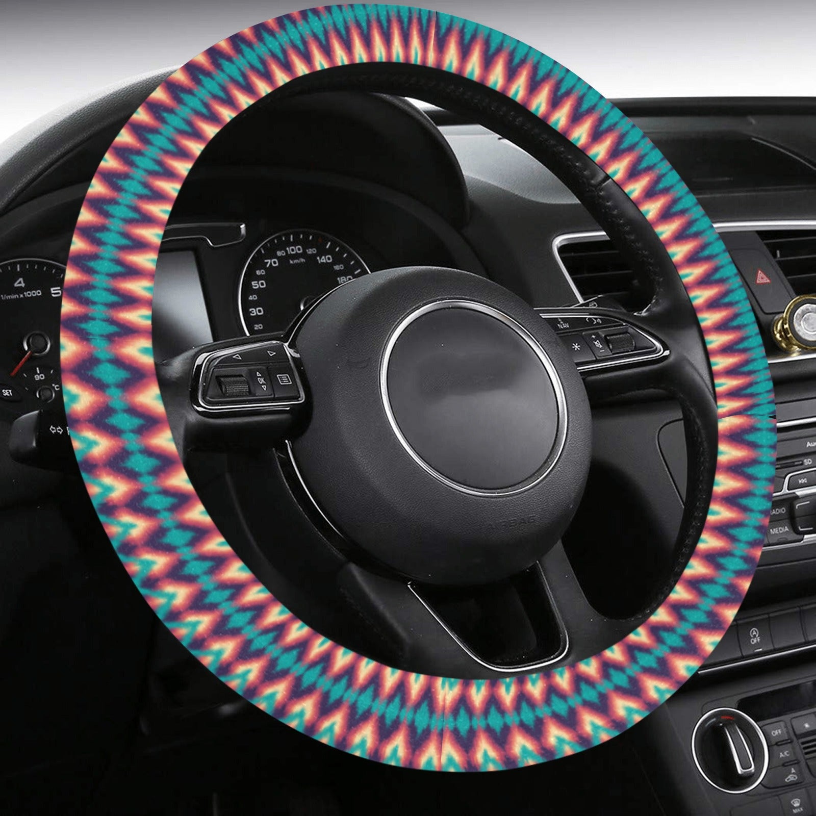 Steering Wheel Cover with Anti-Slip Insert - Ikat