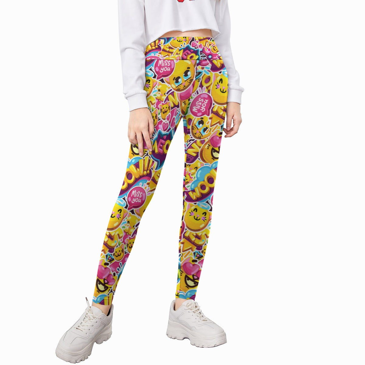 Kids' Printed Leggings - EmojiCat