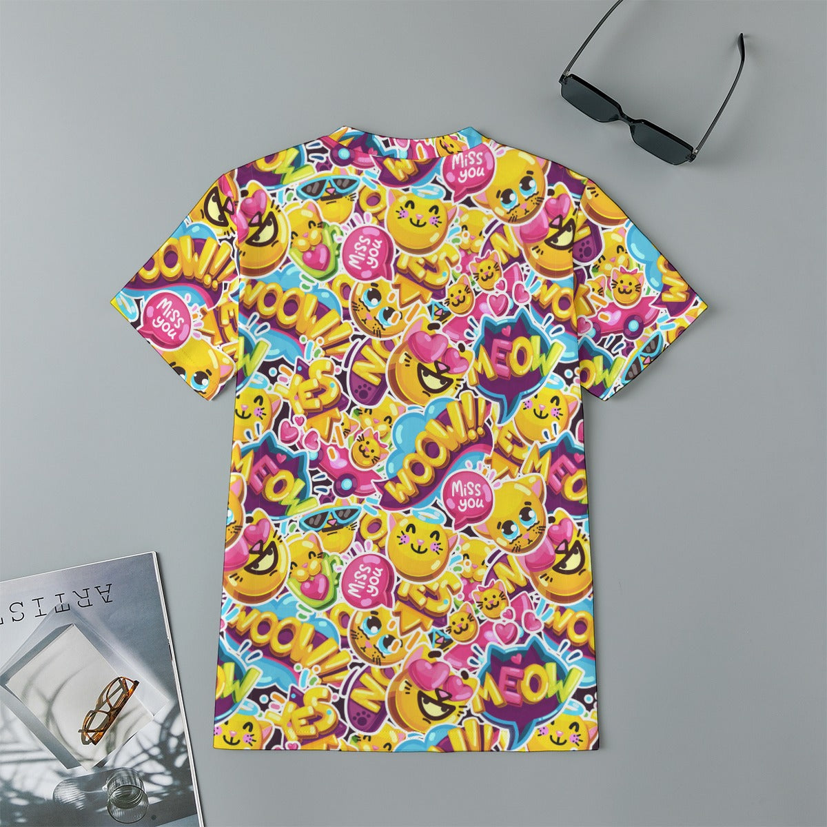 Kids 180GSM Cotton All-Over Print T-Shirt - EmojiCat