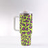 40oz Stainless Steel "Stanley" Tumbler With Handle - Neon Leopard