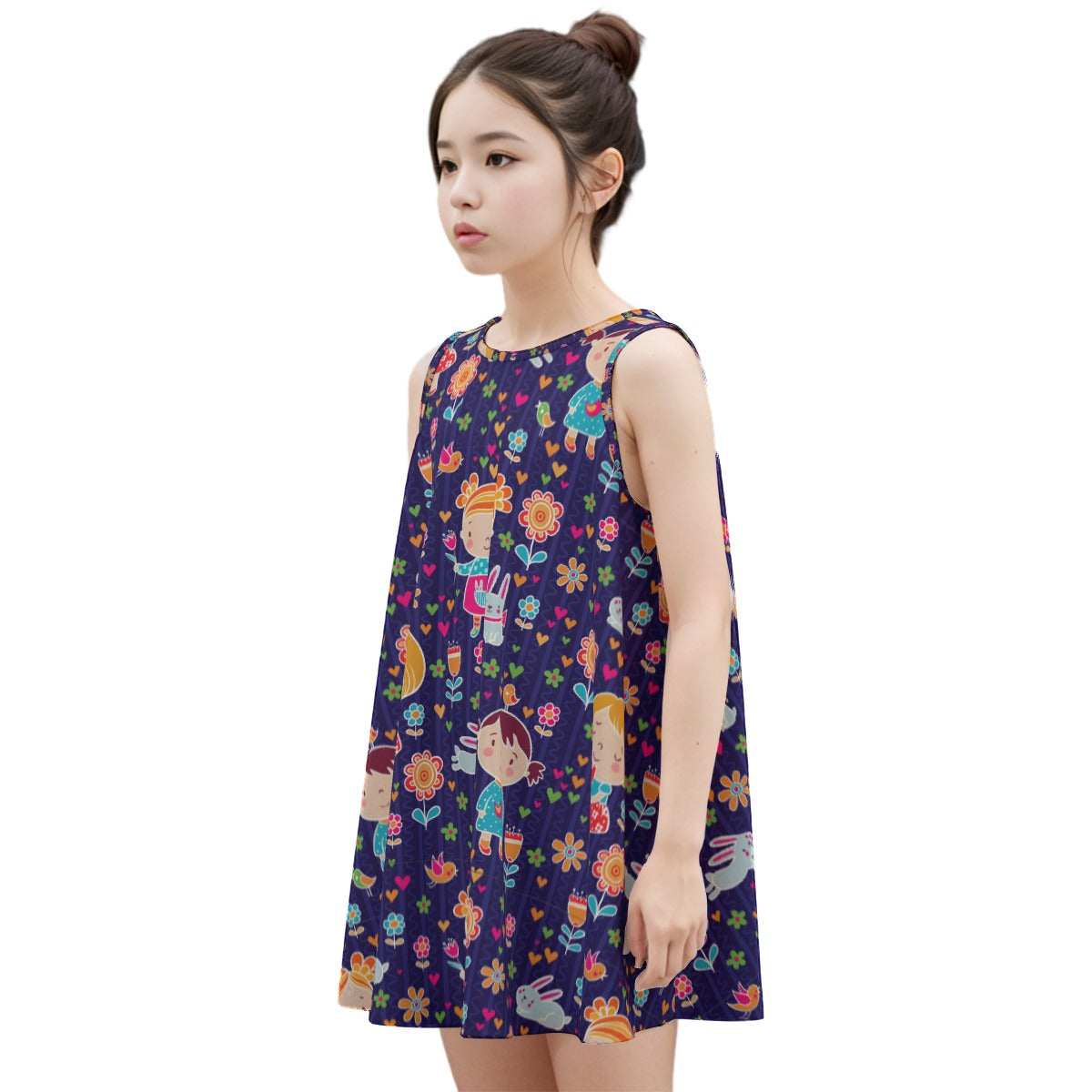 Kid's Sleeveless Cotton Swing Dress - Emily and Friends