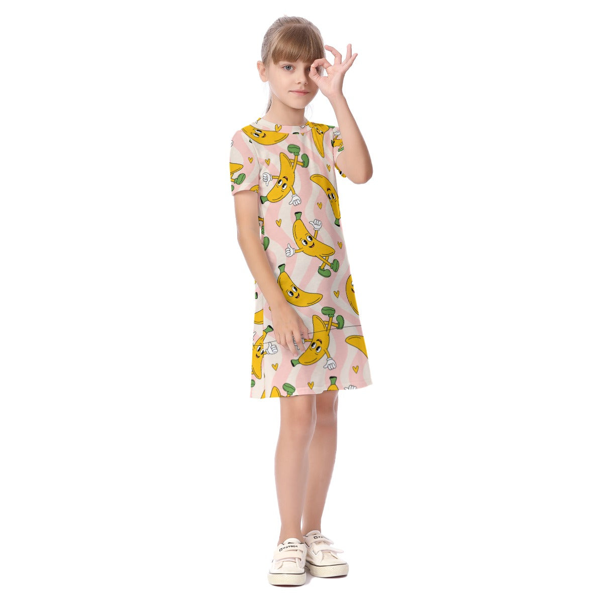 Kid's Short Sleeve T-Shirt Dress - Banana Boogie