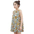 Kid's Sleeveless Cotton Swing Dress - Smiley Sunflowers