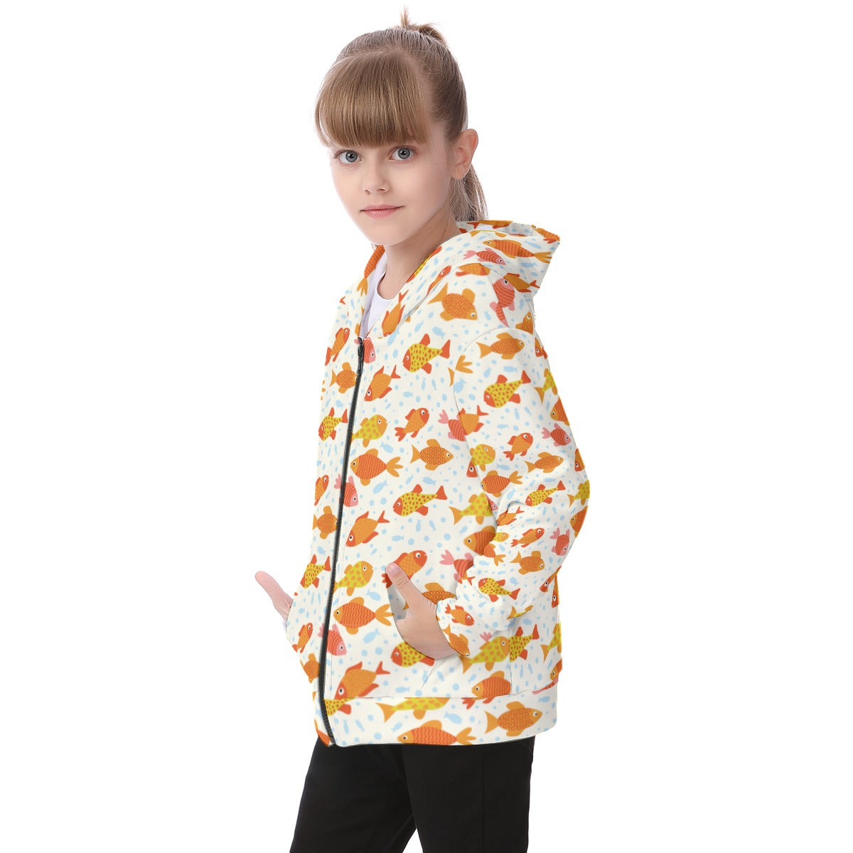 Kid's Heavy Fleece Zip Up Hoodie - Goldfish Galore