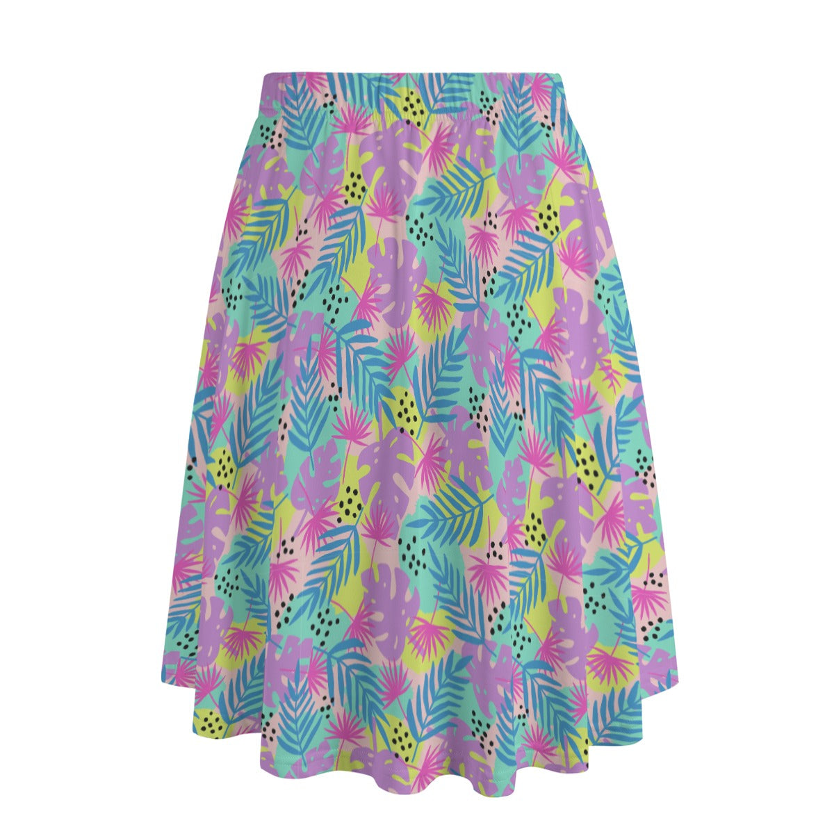 Printed Maxi Skirt with Pockets - Tropical Print in Neon