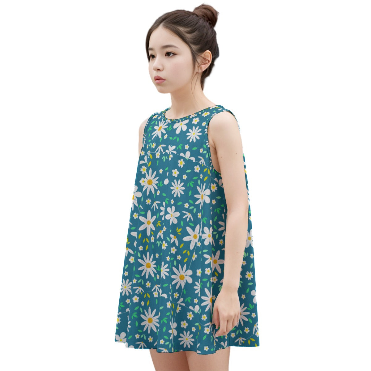 Kid's Sleeveless Cotton Swing Dress - Daisy Days