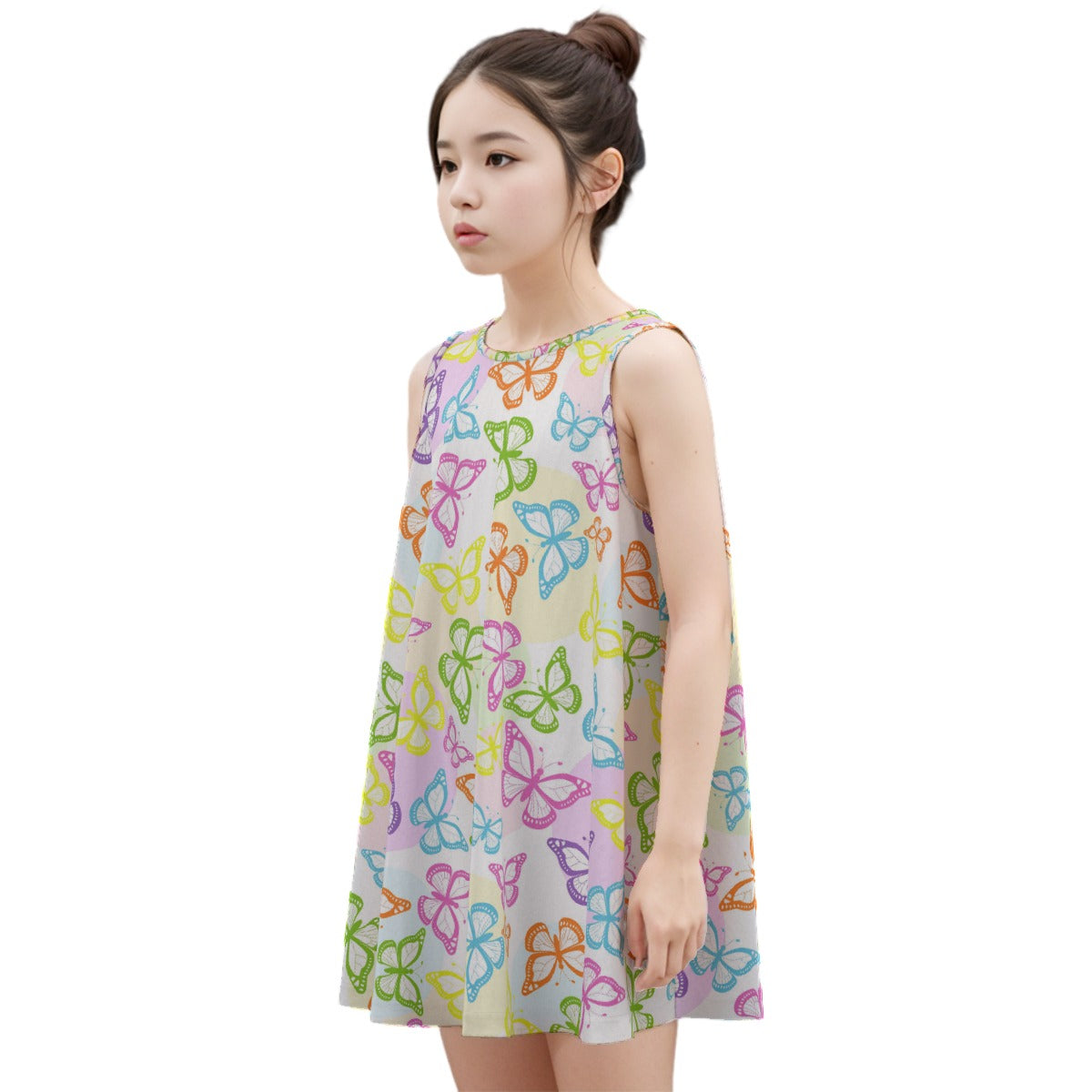 Kid's Sleeveless Cotton Swing Dress - Butterfly Kisses