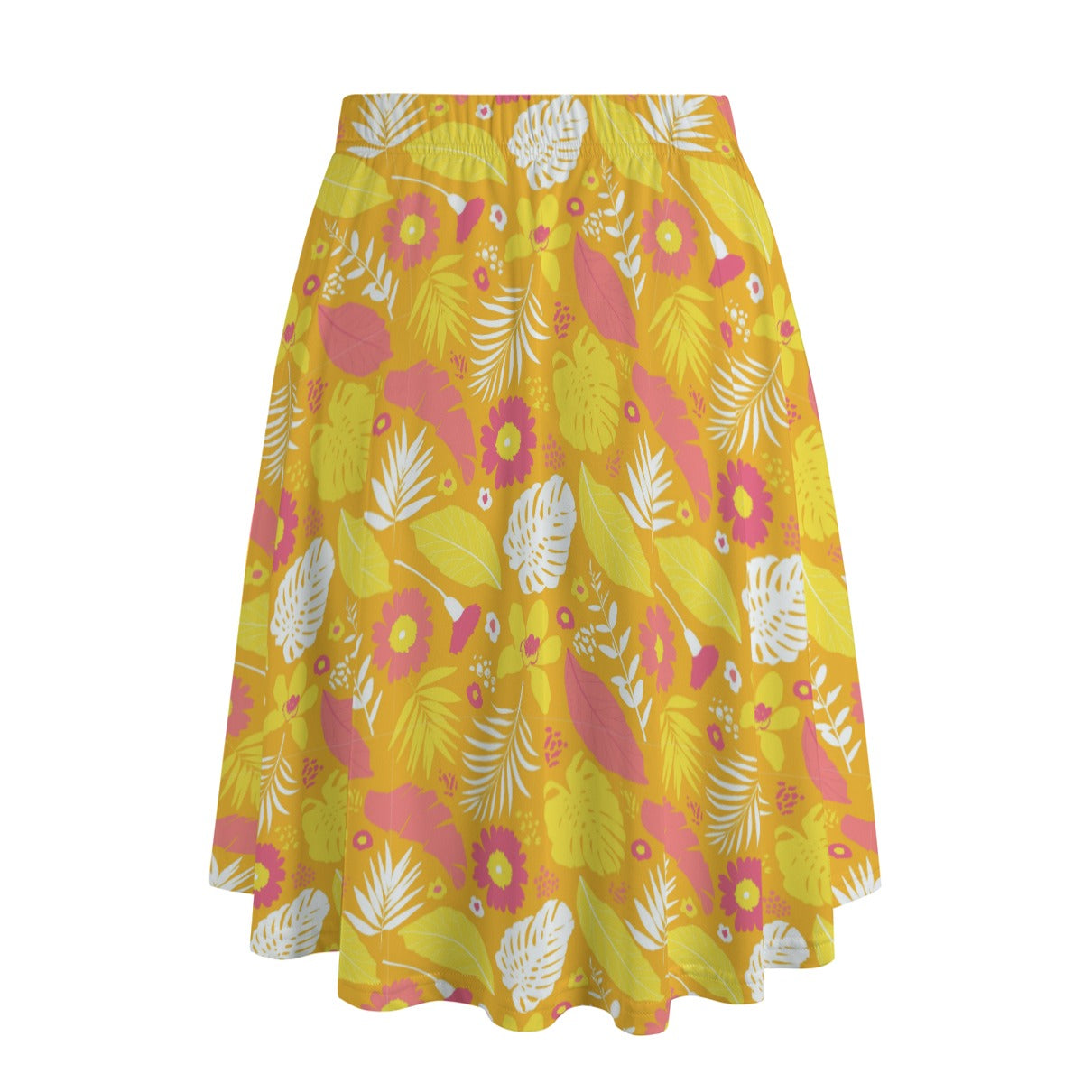 Printed Maxi Skirt with Pockets - Tropical Print in Papaya