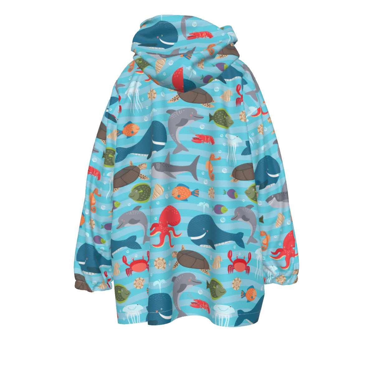 Kid's Sherpa Fleece Hoodie Blanket - Sea Life