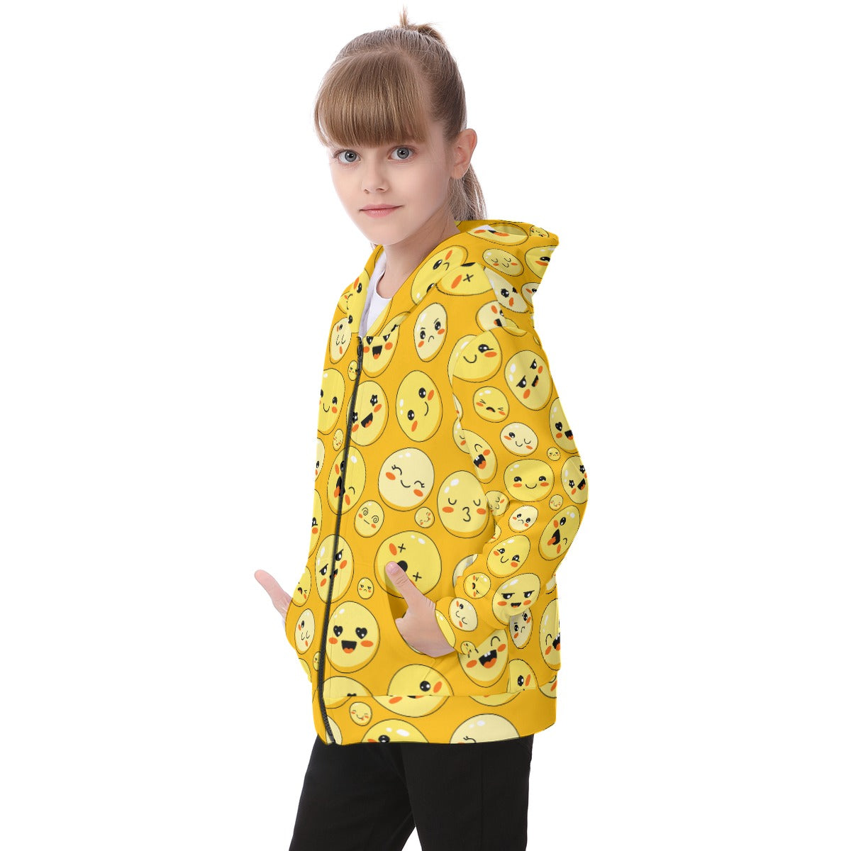 Kid's Heavy Fleece Zip Up Hoodie - Emojis