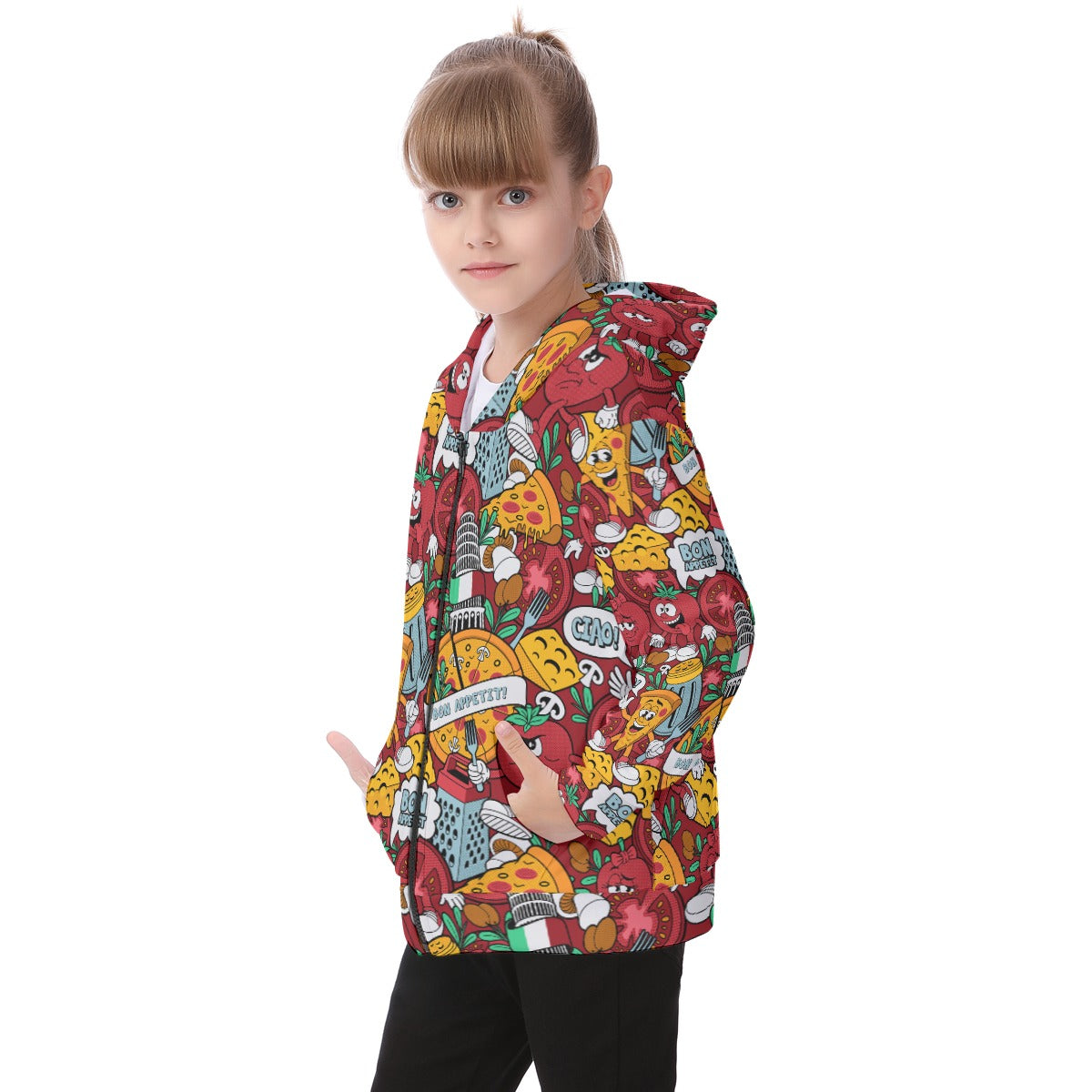 Kid's Heavy Fleece Zip Up Hoodie - Pizza'more