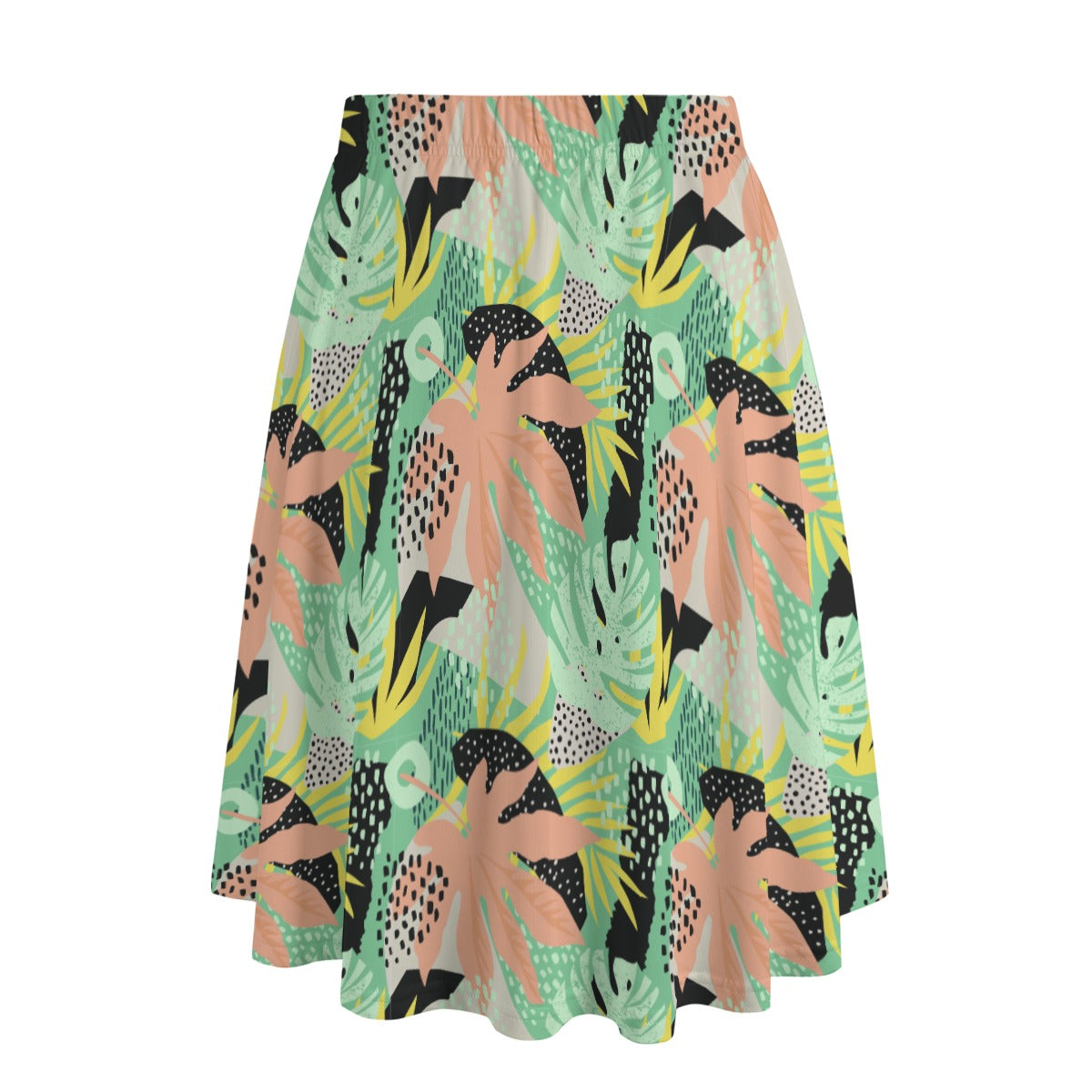 Printed Maxi Skirt with Pockets - Tropical Print in Melon