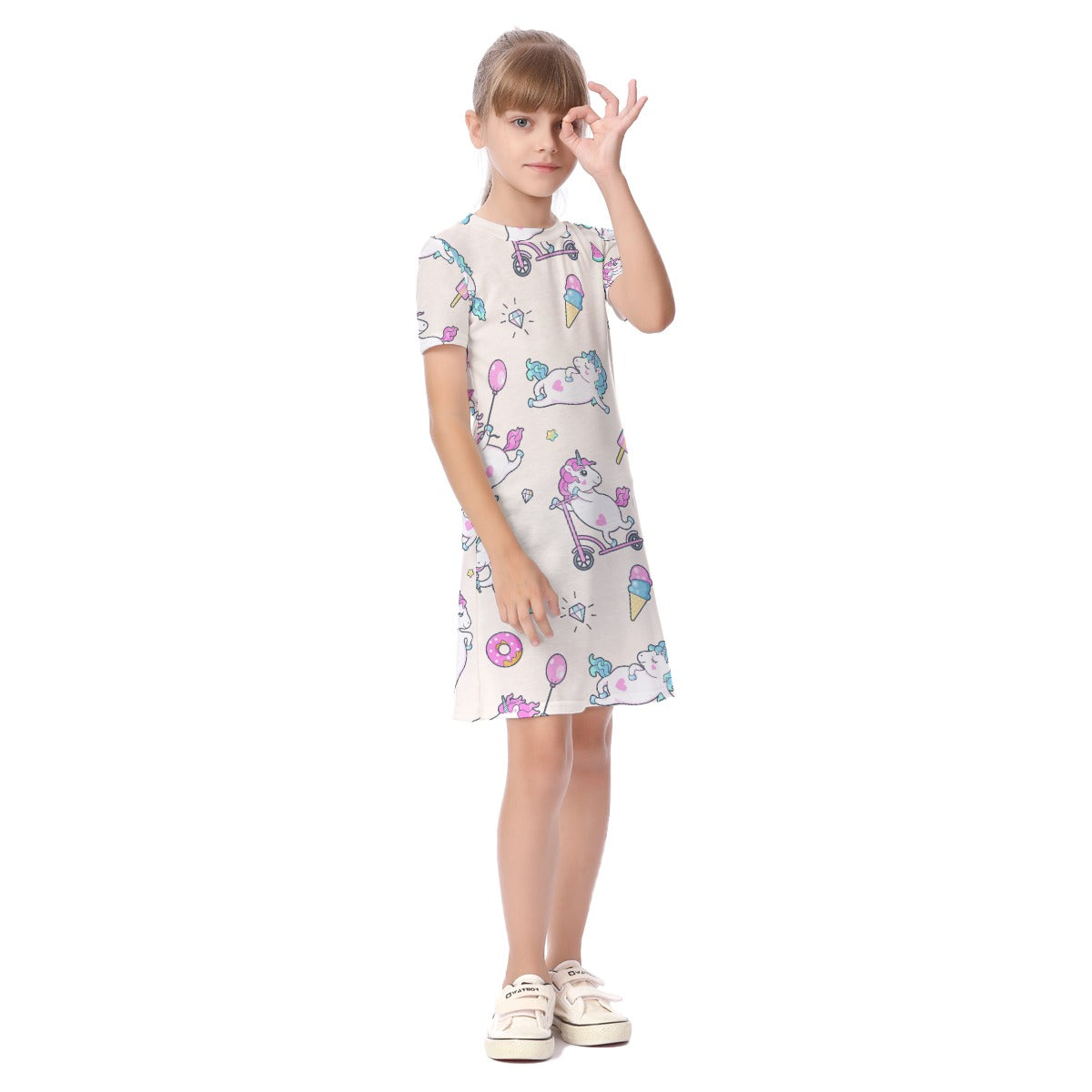 Kid's Short Sleeve T-Shirt Dress - Sugar Rush