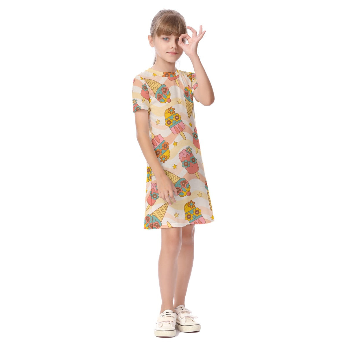 Kid's Short Sleeve T-Shirt Dress - Popsicle Paradise