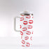 40oz Stainless Steel "Stanley" Tumbler With Handle - Lipstick Kisses