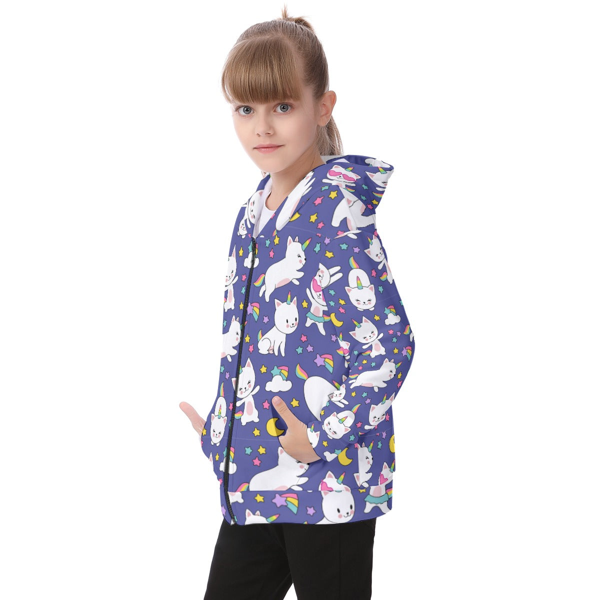 Kid's Heavy Fleece Zip Up Hoodie - UniKitty