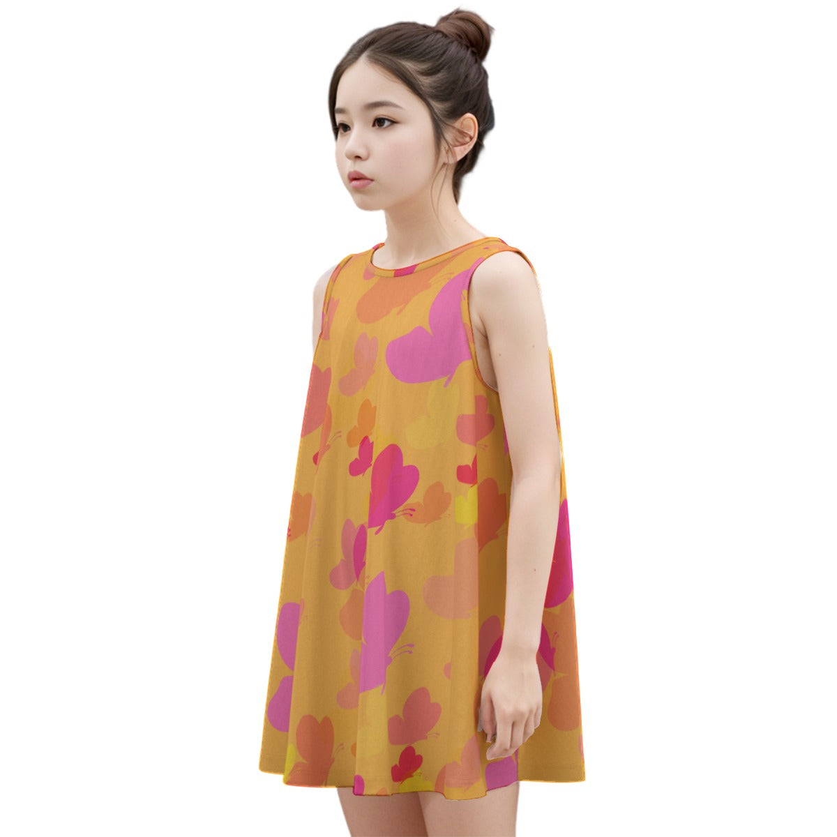 Kid's Sleeveless Cotton Swing Dress - Flutterby