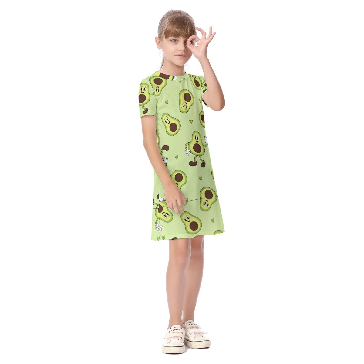 Kid's Short Sleeve T-Shirt Dress - Avocado Bop