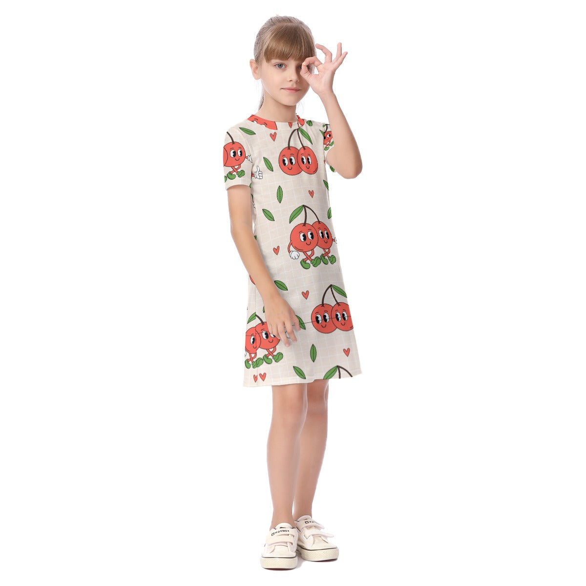 Kid's Short Sleeve T-Shirt Dress - Cherrylicious Pop