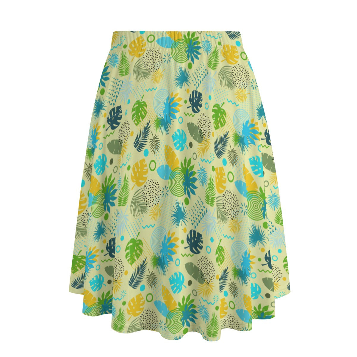 Printed Maxi Skirt with Pockets - Tropical Print in Lemon Lime