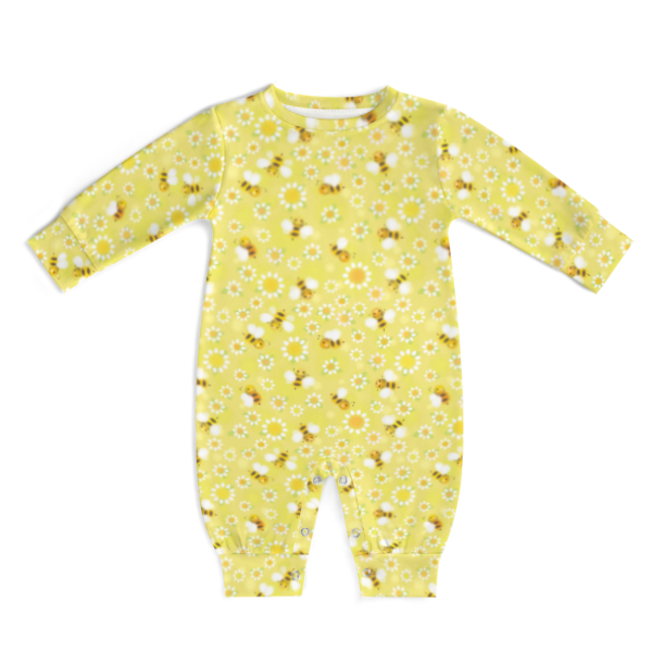 All-Over Print Long-Sleeve Baby Romper - Little Yellow Bees