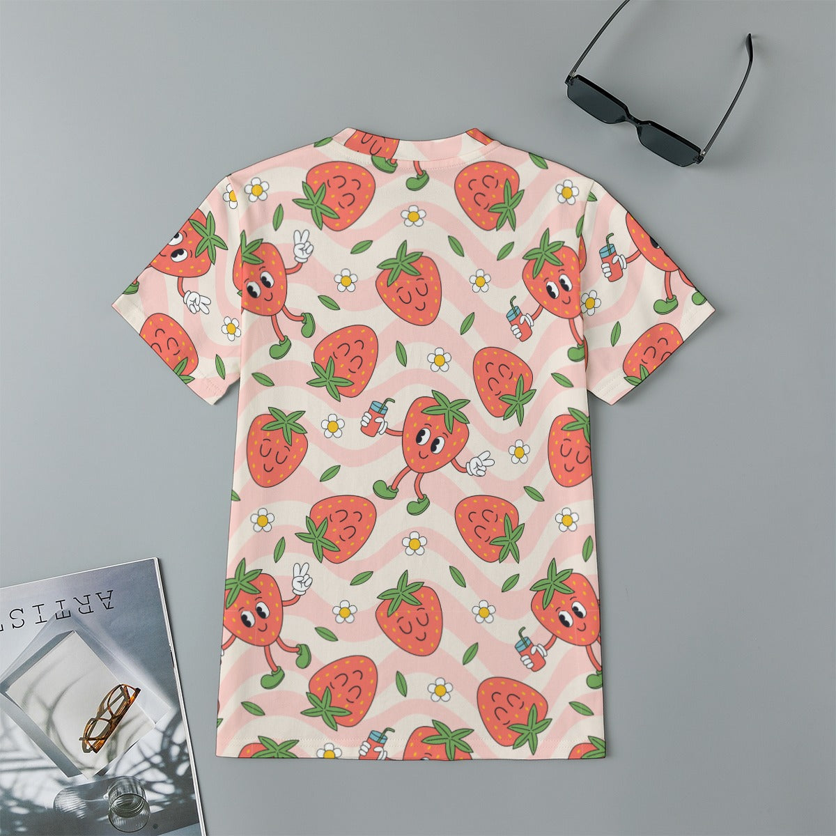 Kids 180GSM Cotton All-Over Print T-Shirt - Strawberry Shuffle