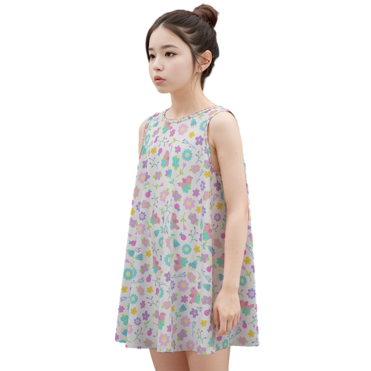 Kid's Sleeveless Cotton Swing Dress - Country Meadow