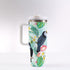 40oz Stainless Steel "Stanley" Tumbler With Handle - Tropical Toucans