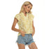 Women's Cap-Sleeve V-Neck Top - Gold Leaves