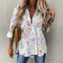 Women's Irregular Hem Button-Up Shirt - Antique Floral