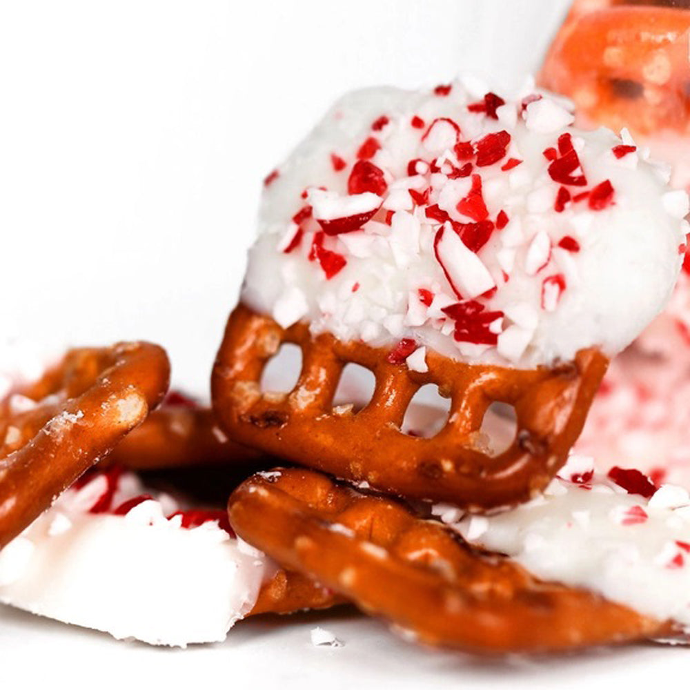 Pretzel Squares- Peppermint and White Chocolate Covered Bites