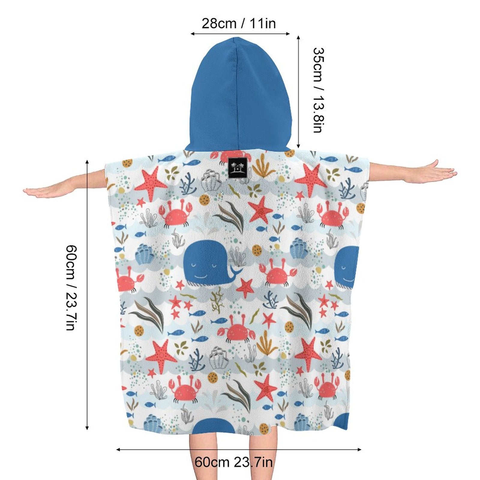 Kids Hooded Terry Cloth Towel - Under the Sea