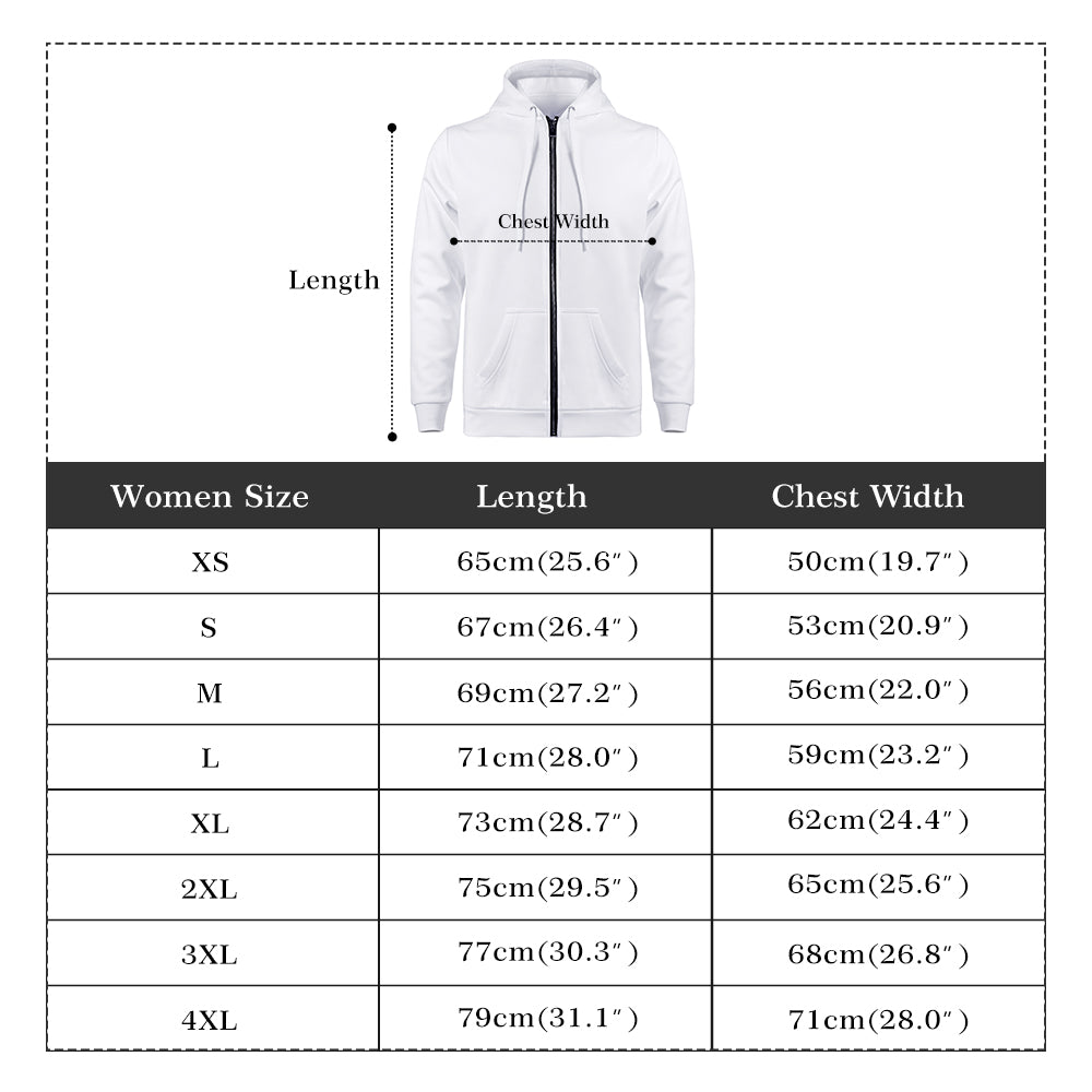 Women's Allover Print Zip-Up Hoodie - Doodle Me This