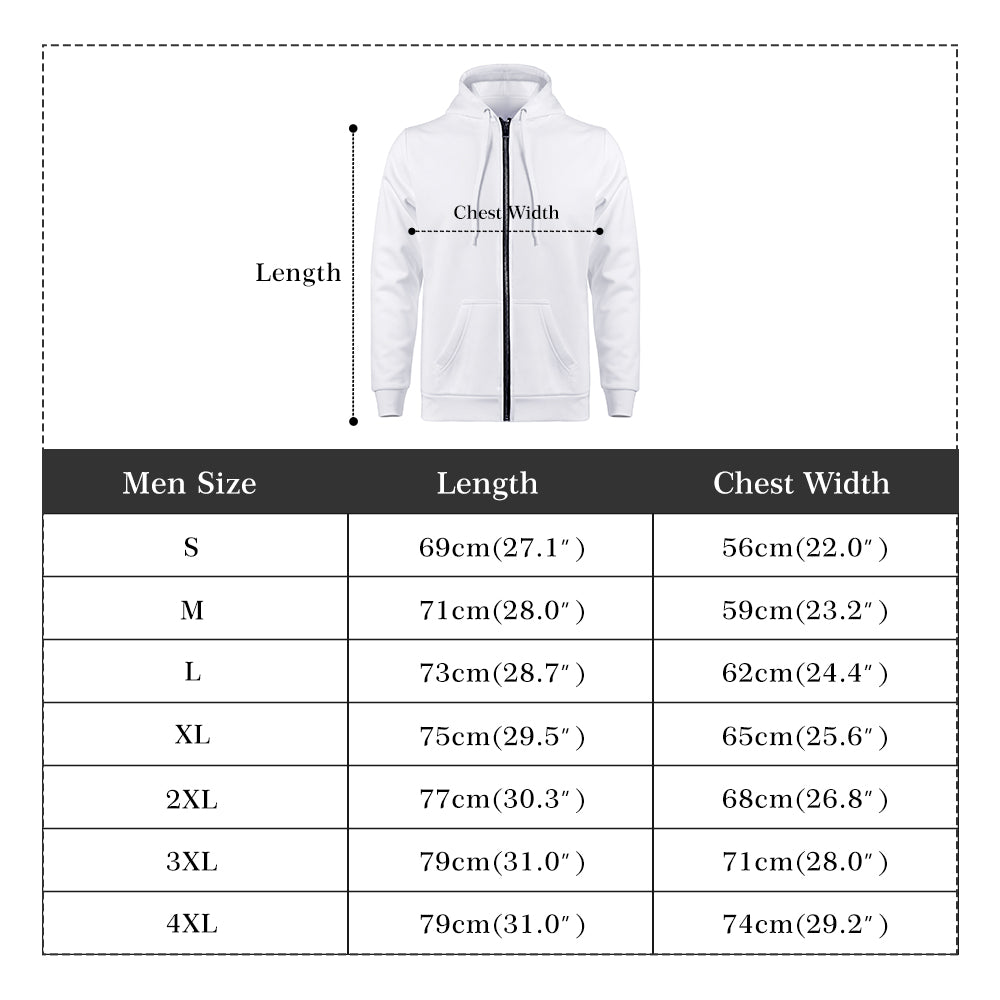 Men's Allover Print Zip-Up Hoodie - Greek Spiral