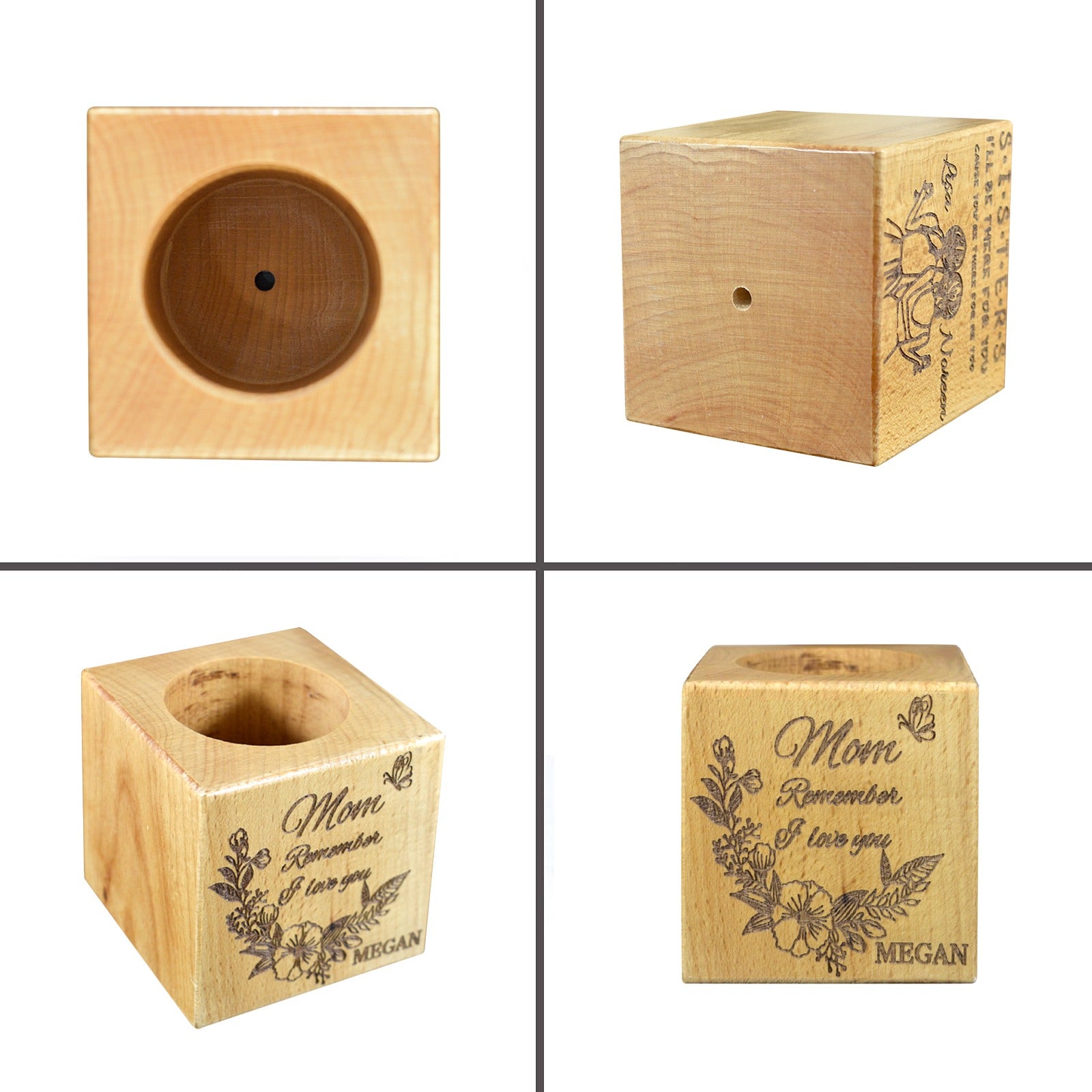 Pot de fleur en bois mini cube