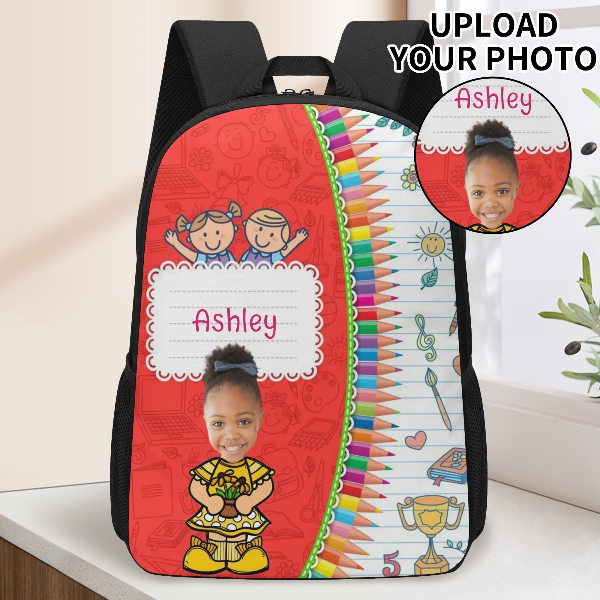 Personalized 17-Inch School Backpack for Girls