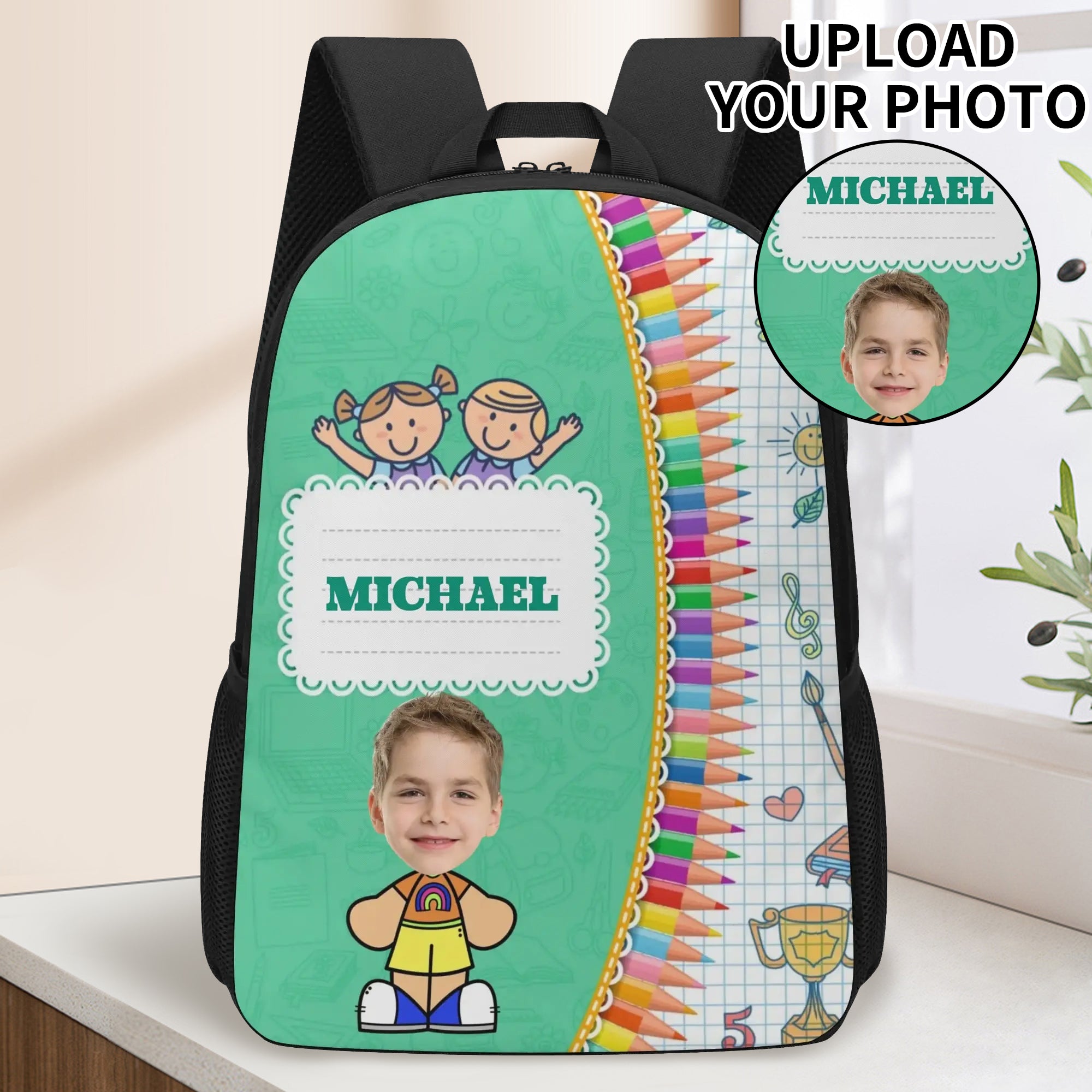 Personalized 17-Inch School Backpack for Boys