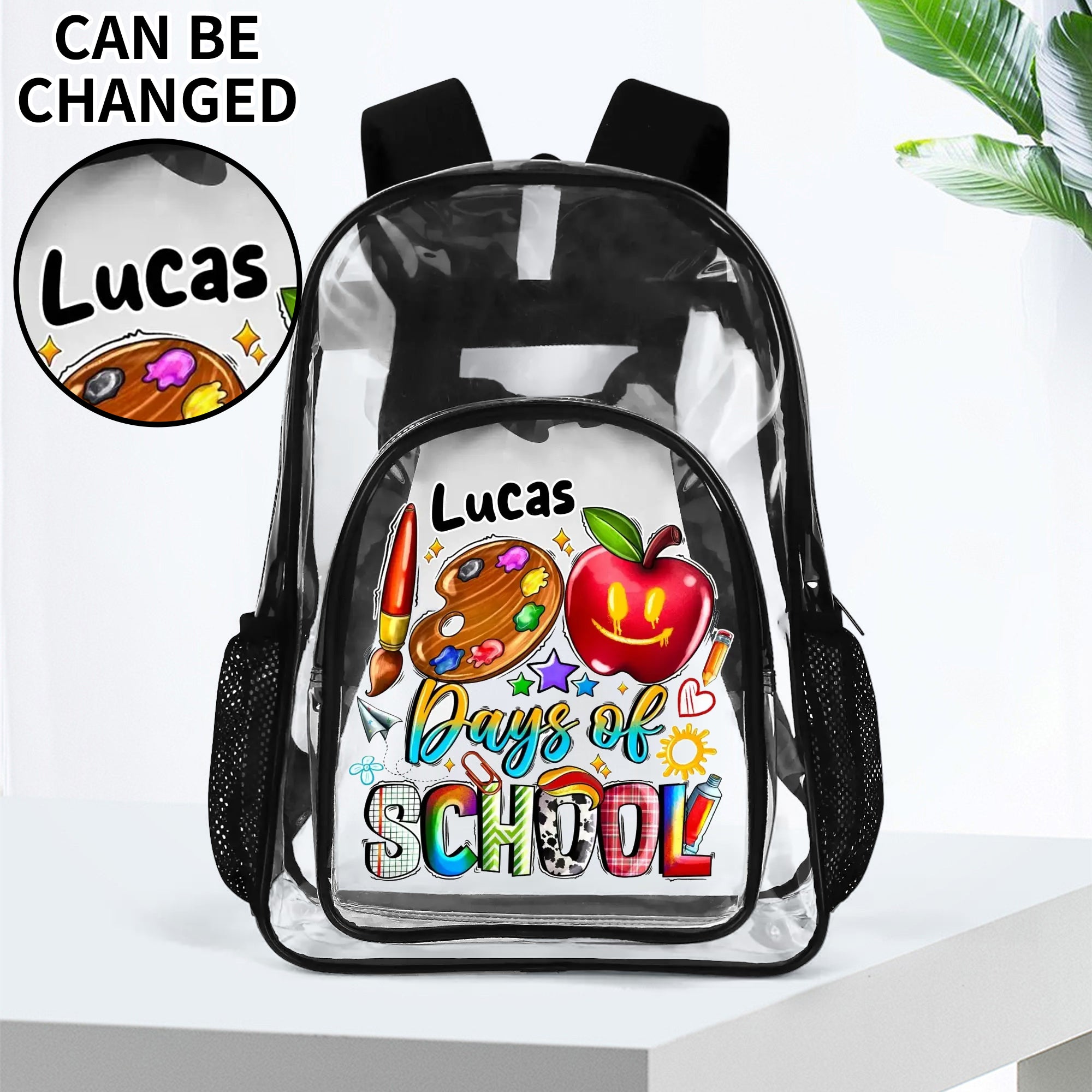 Personalized 17-Inch Clear Bag PVC Transparent School Backpack