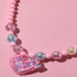 Ensemble bracelet et collier en perles de résine plastique en forme de cœur