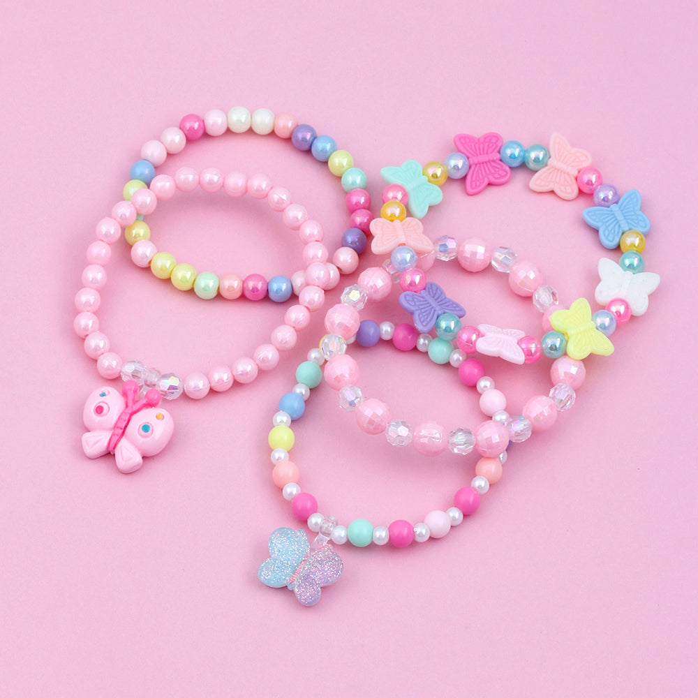 Ensemble de bracelets de perles en résine acrylique en forme de papillon