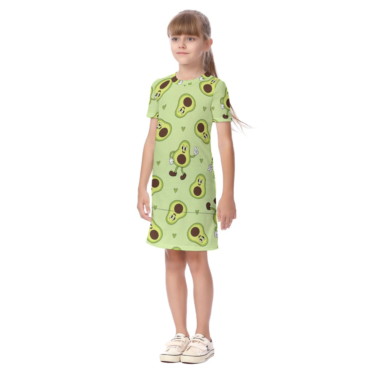 Kid's Short Sleeve T-Shirt Dress - Avocado Bop