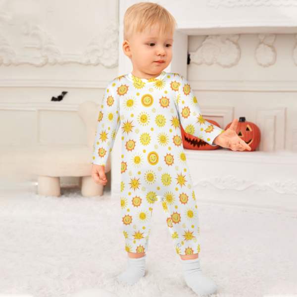 All-Over Print Long-Sleeve Baby Romper - Sunny Smiles