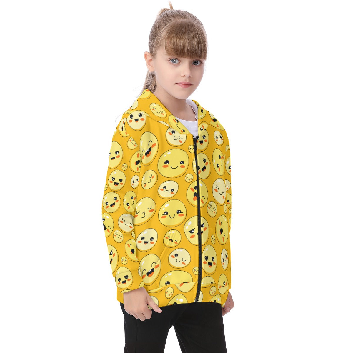 Kid's Heavy Fleece Zip Up Hoodie - Emojis