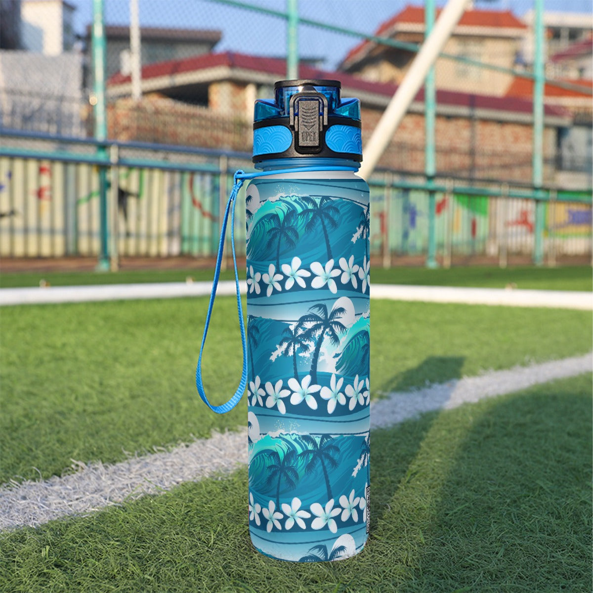 Botella de agua deportiva con filtro de 32 oz - Surf hawaiano