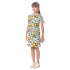 Kid's Short Sleeve T-Shirt Dress - Smiley Sunflowers