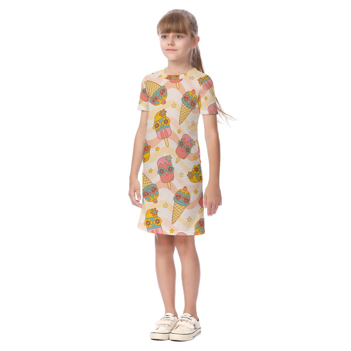 Kid's Short Sleeve T-Shirt Dress - Popsicle Paradise