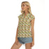 Women's Cap-Sleeve V-Neck Top - Houndstooth